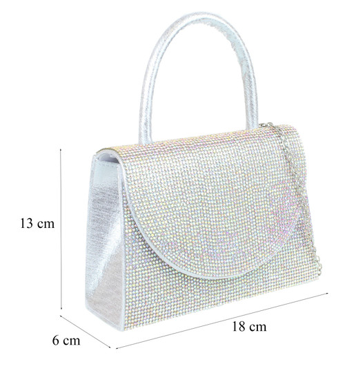 Girly Handbags Womens Diamante Top Handle Clutch Bag