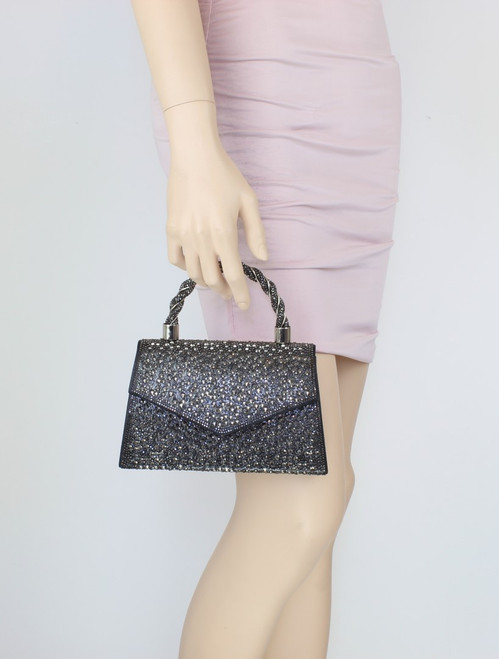 Girly Handbags Womens Diamante Twisted Handle Evening Bag