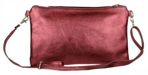 Girly Handbags Womens Genuine Italian Metallic Leather Clutch Bag Wristlet Handbag