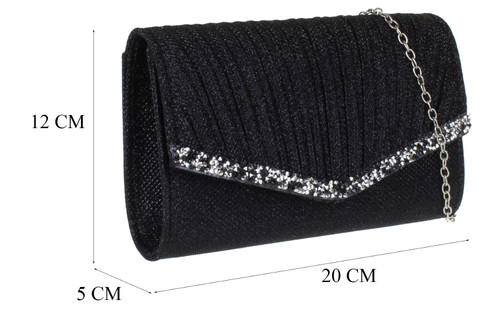 Girly Handbags Womens Glitter Strip Pleated Evening Clutch Bag