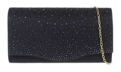 Girly Handbags Womens Glitter Waved Flap Clutch Bag