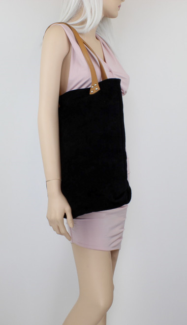 Girly Handbags Womens Italian Suede Genuine Leather Laptop Shopper Bag