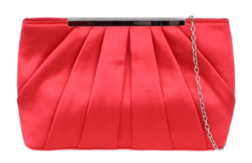 girly handbags Womens Satin Pleated Top Frame Clutch Bag