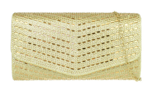 Girly Handbags Womens V Shape Diamante Gems Clutch Bag