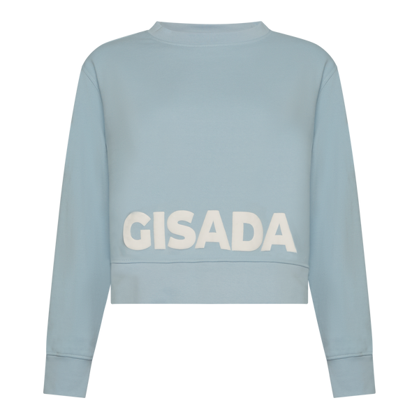 gisada Crop Fit Sweatshirt in Midweight Cotton with Puff Print
