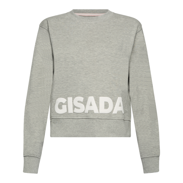 gisada Crop Fit Sweatshirt in Midweight Cotton with Puff Print