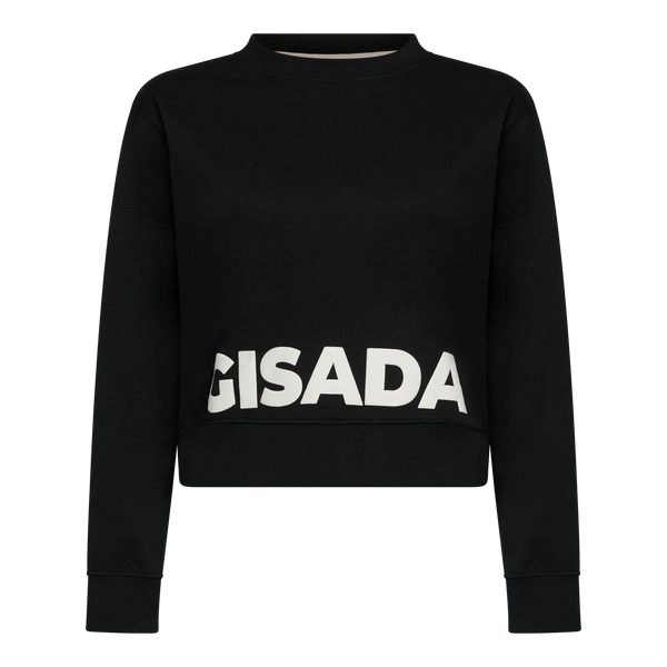 gisada Crop Fit Sweatshirt in Midweight Cotton with Puff Print