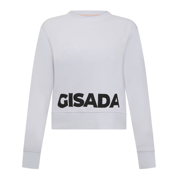 gisada Crop Fit Sweatshirt in Midweight Cotton with Puff Print