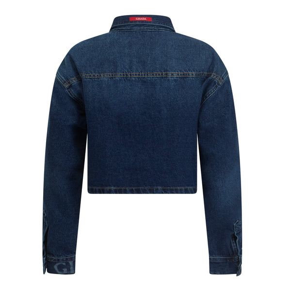 Gisada Crop Oversize Denim Shirt With Mini Label Patch