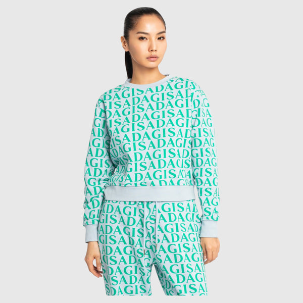 Gisada Crop Sweatshirt In Midweight Cotton With Allover Print