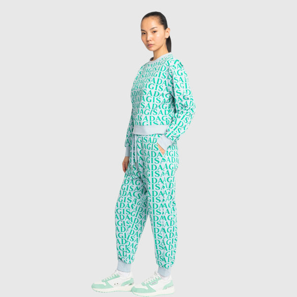 Gisada Crop Sweatshirt In Midweight Cotton With Allover Print