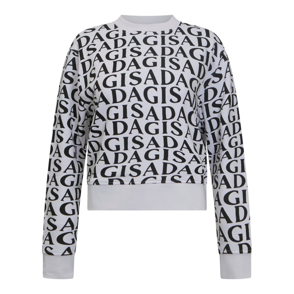 gisada Crop Sweatshirt in Midweight Cotton with Allover Print