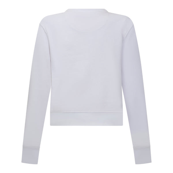 Gisada Crop Sweatshirt In Midweight Cotton With Cursive Flock Print