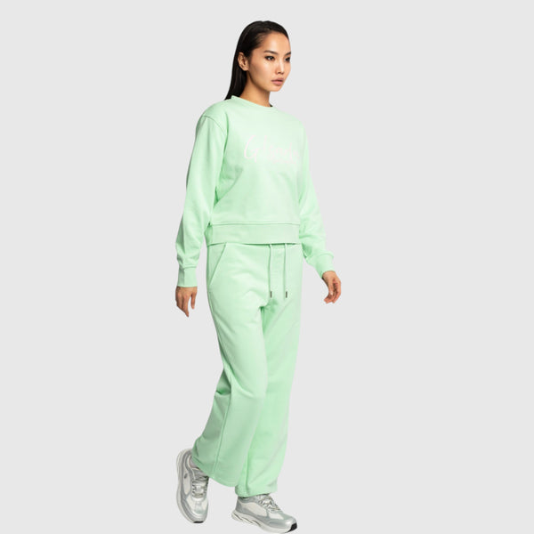 Gisada Crop Sweatshirt In Midweight Cotton With Cursive Flock Print