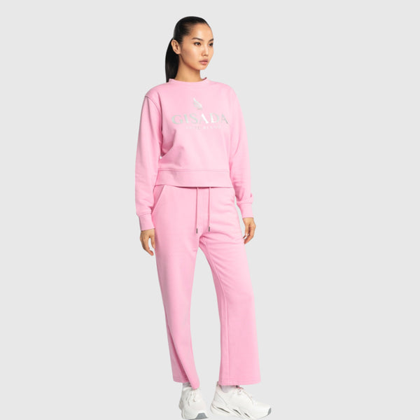 Gisada Crop Sweatshirt In Midweight Cotton With Glitter Print