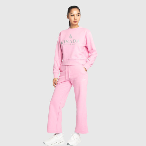 Gisada Crop Sweatshirt In Midweight Cotton With Glitter Print