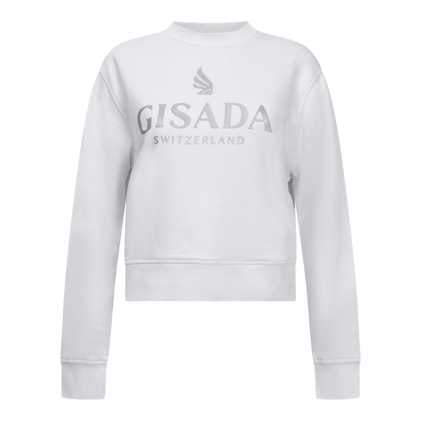 gisada Crop Sweatshirt in Midweight Cotton with Glitter Print