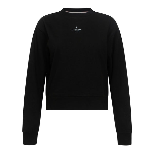 gisada Crop Sweatshirt in Midweight Cotton with Small Silicon Logo