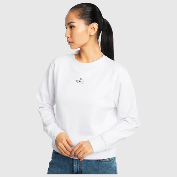 Gisada Crop Sweatshirt In Midweight Cotton With Small Silicon Logo