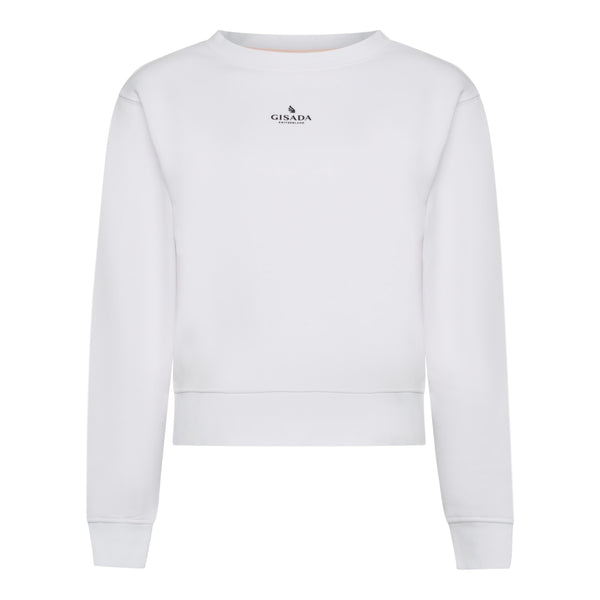 gisada Crop Sweatshirt in Midweight Cotton with Small Silicon Logo