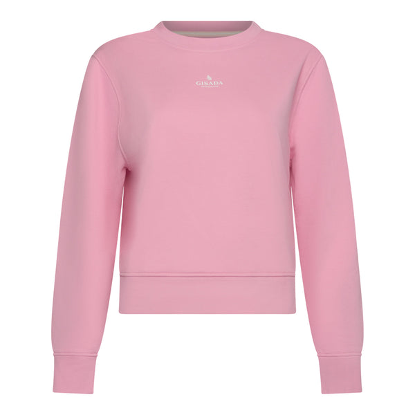 gisada Crop Sweatshirt in Midweight Cotton with Small Silicon Logo