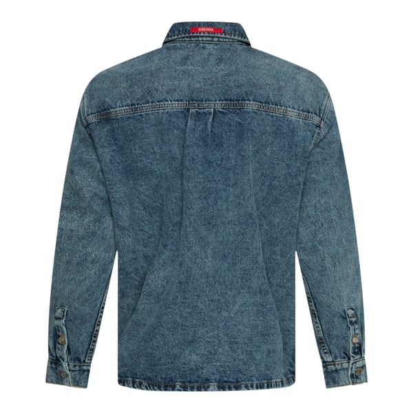 Gisada Oversized Denim Shirt With Mini Label Patch
