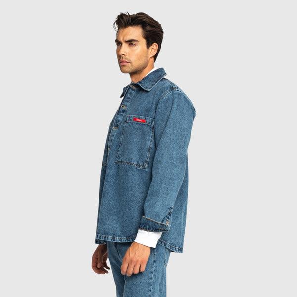 Gisada Oversized Denim Shirt With Mini Label Patch