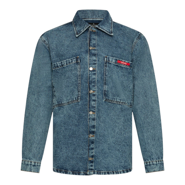 gisada Oversized Denim Shirt with Mini Label Patch
