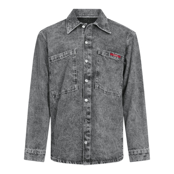 gisada Oversized Denim Shirt with Mini Label Patch
