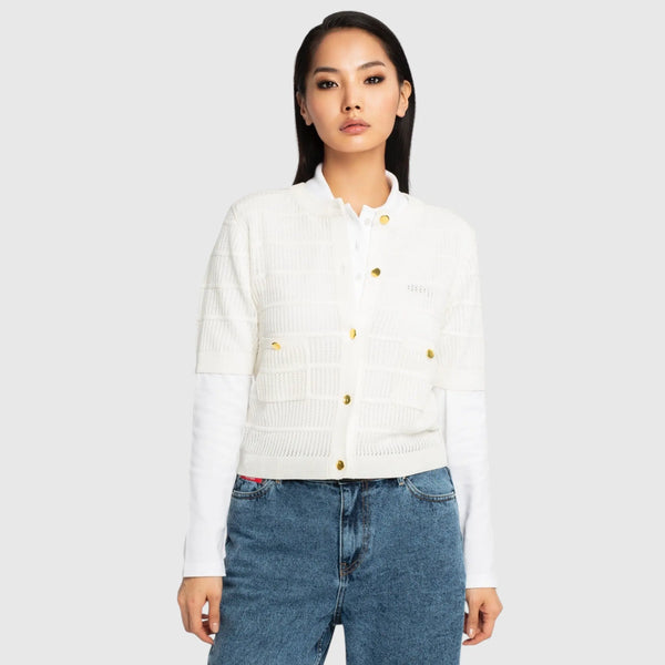 Gisada Regular Fit Pointelle Cardigan