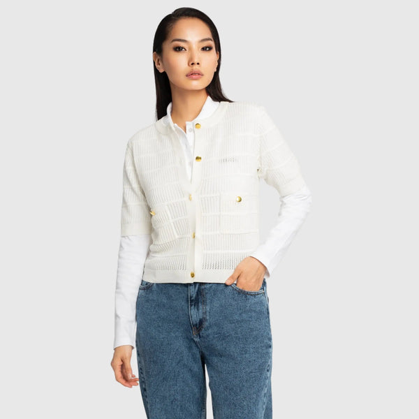 Gisada Regular Fit Pointelle Cardigan