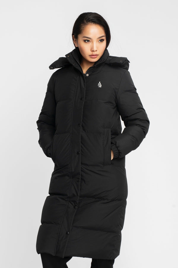 Gisada Long Puffer Down-Jacket With Detachable Hood And Logo Patch On Back
