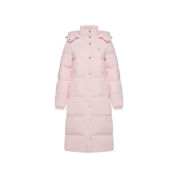 gisada Long Puffer Down-Jacket with Detachable Hood and Logo Patch on Back