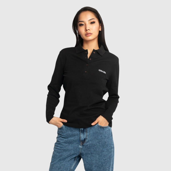 Gisada Long Sleeves Polo In Luxe Interlock Piquet With Embroidery Logo