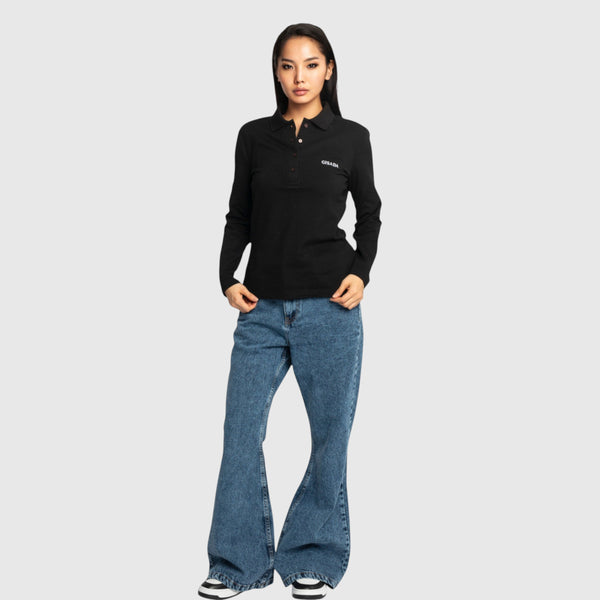 Gisada Long Sleeves Polo In Luxe Interlock Piquet With Embroidery Logo
