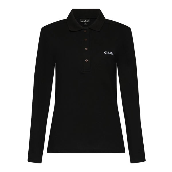 gisada Long Sleeves Polo in Luxe Interlock Piquet with Embroidery Logo
