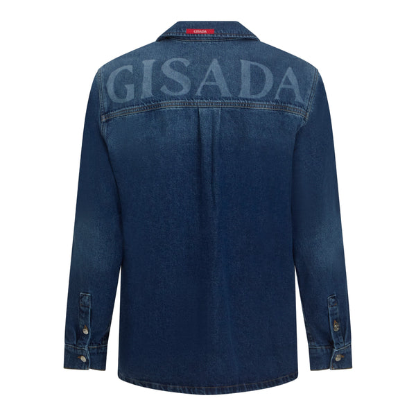 Gisada Oversized Denim Shirt With Gisada Logo And Mini Label Patch