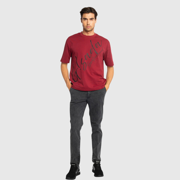 Gisada Oversized T-Shirt In Heavy Cotton With Cursive Print