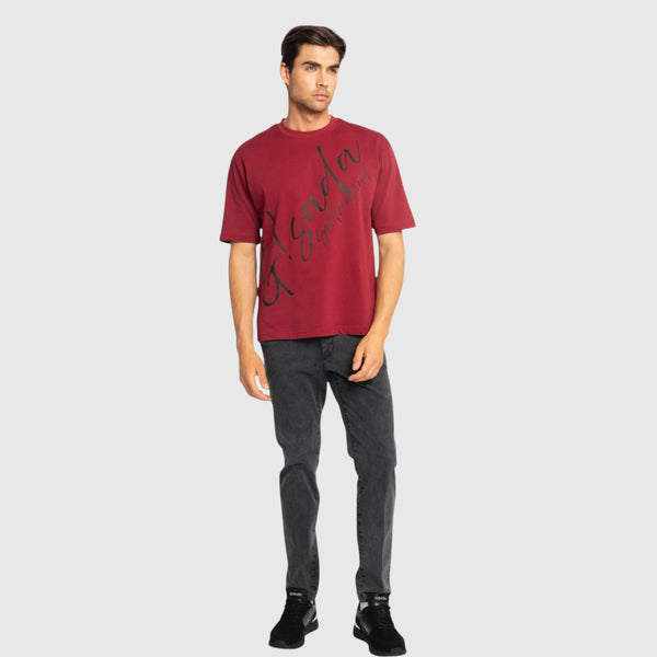 Gisada Oversized T-Shirt In Heavy Cotton With Cursive Print