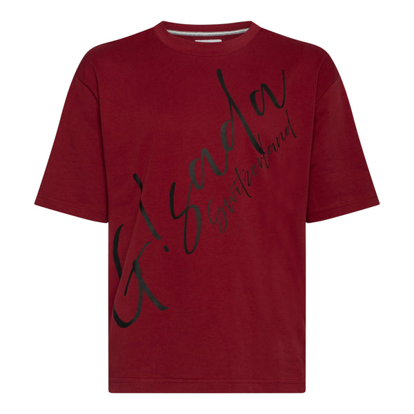 gisada Oversized T-Shirt in Heavy Cotton with Cursive Print