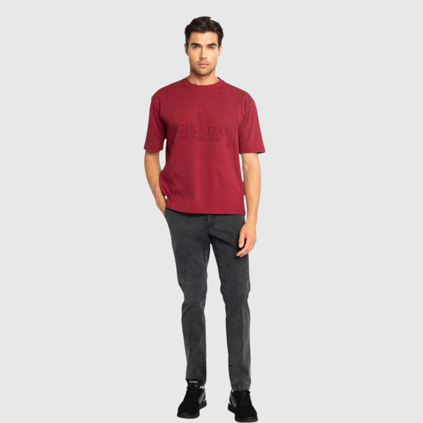 Gisada Oversized T-Shirt In Heavy Cotton With Embossed Logo