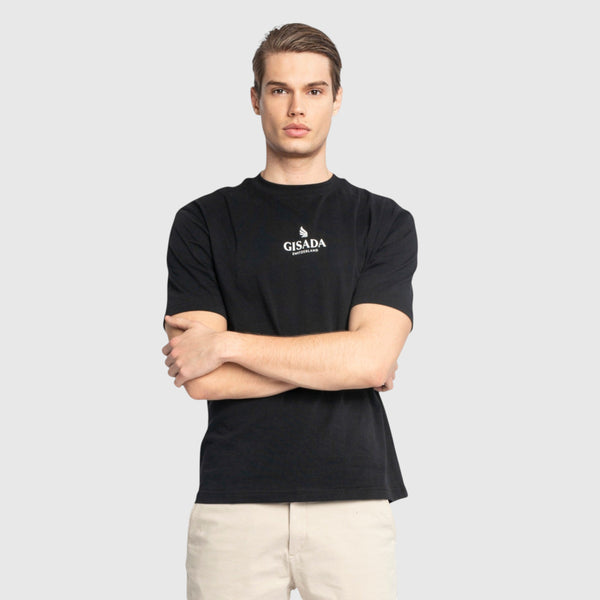 Gisada Oversized T-Shirt In Heavy Cotton With Small Central Printed Logo