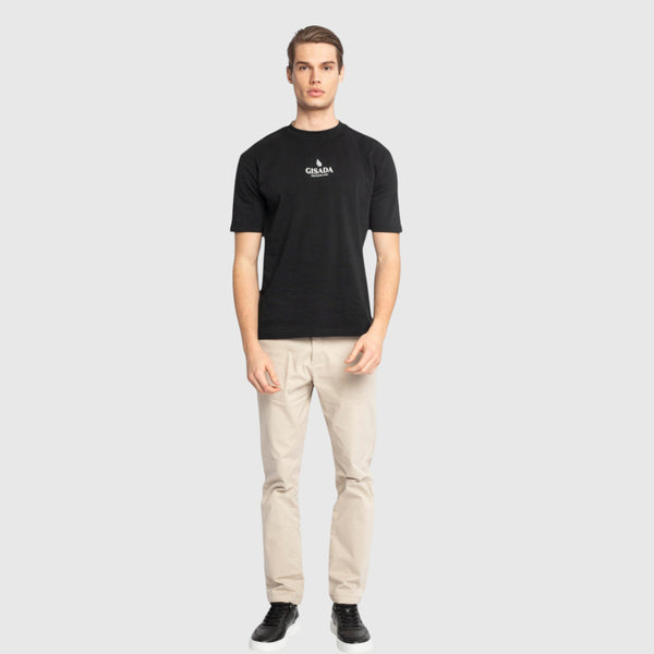 Gisada Oversized T-Shirt In Heavy Cotton With Small Central Printed Logo