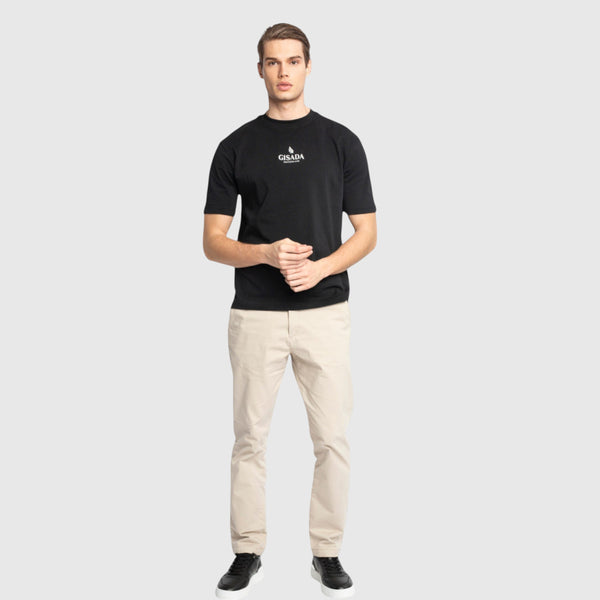 Gisada Oversized T-Shirt In Heavy Cotton With Small Central Printed Logo