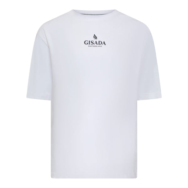 gisada Oversized T-Shirt in Heavy Cotton with Small Central Printed Logo