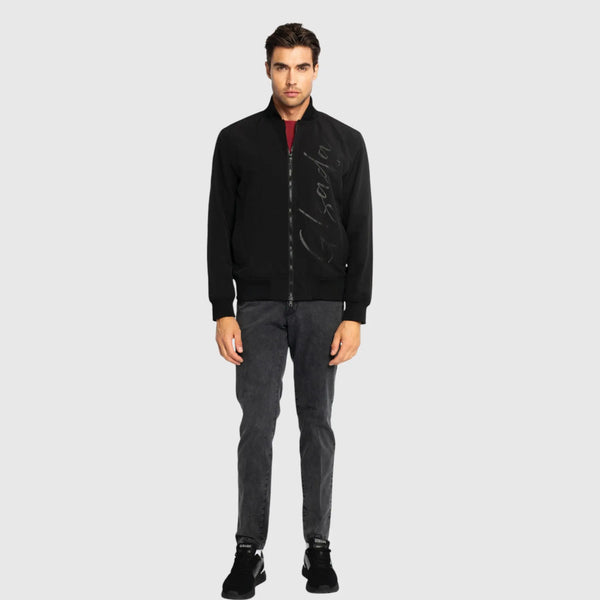 Gisada Regular Fit Bomber Jacket In Nylon With Cursive Print