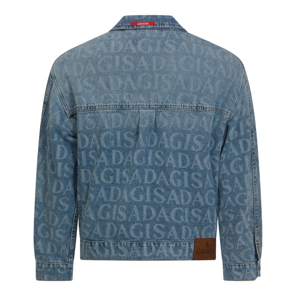 Gisada Regular Fit Denim Jacket With Allover Gisada Logo