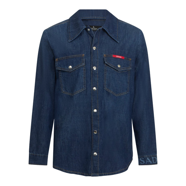 gisada Regular Fit Denim Shirt with Gisada Logo on Cuff