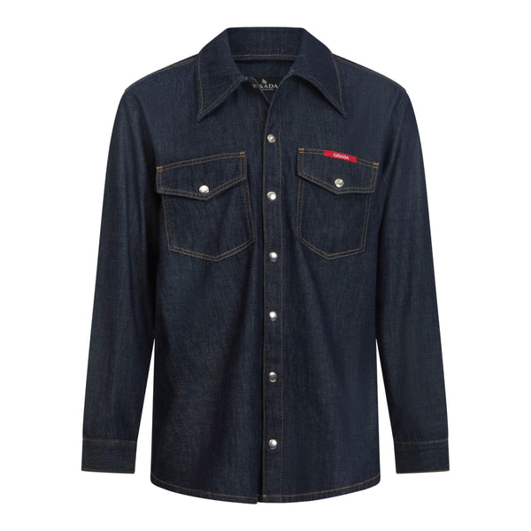 gisada Regular Fit Denim Shirt with Mini Label Patch