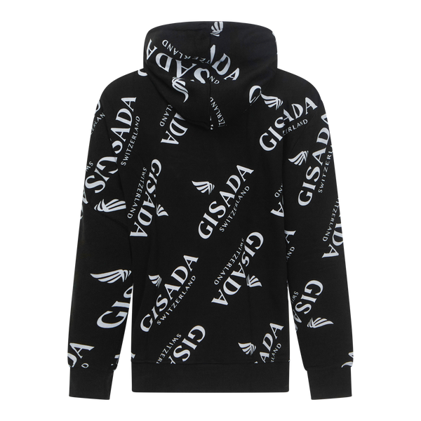 Gisada Regular Fit Hoodie In Midweight Cotton With Logo Allover